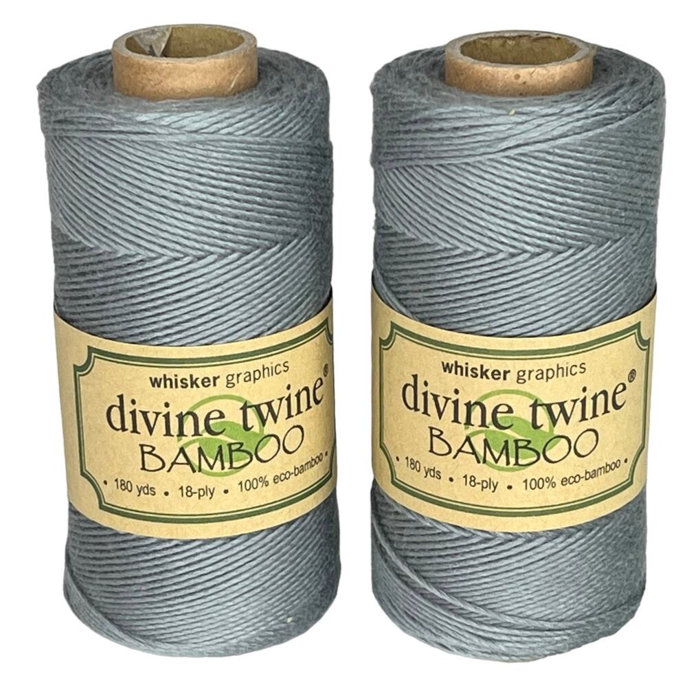 Divine Twine Set 2 Gray Eco Bamboo 180 Yards 18 Ply Grey String Whisker Graphics